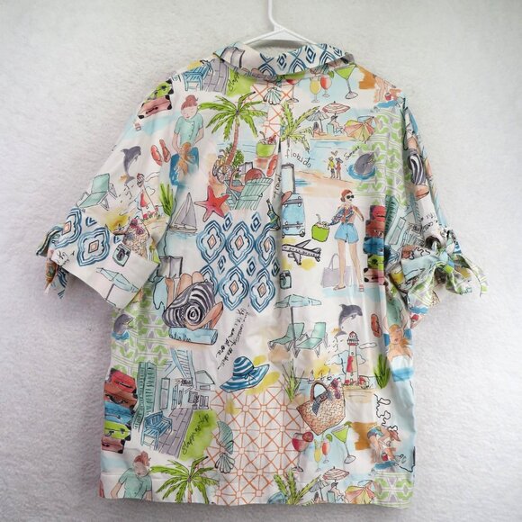 Chico's Shirt Womens Size 14 No-Iron Chic Stretch Beach Travel Print Tunic - Picture 5 of 10